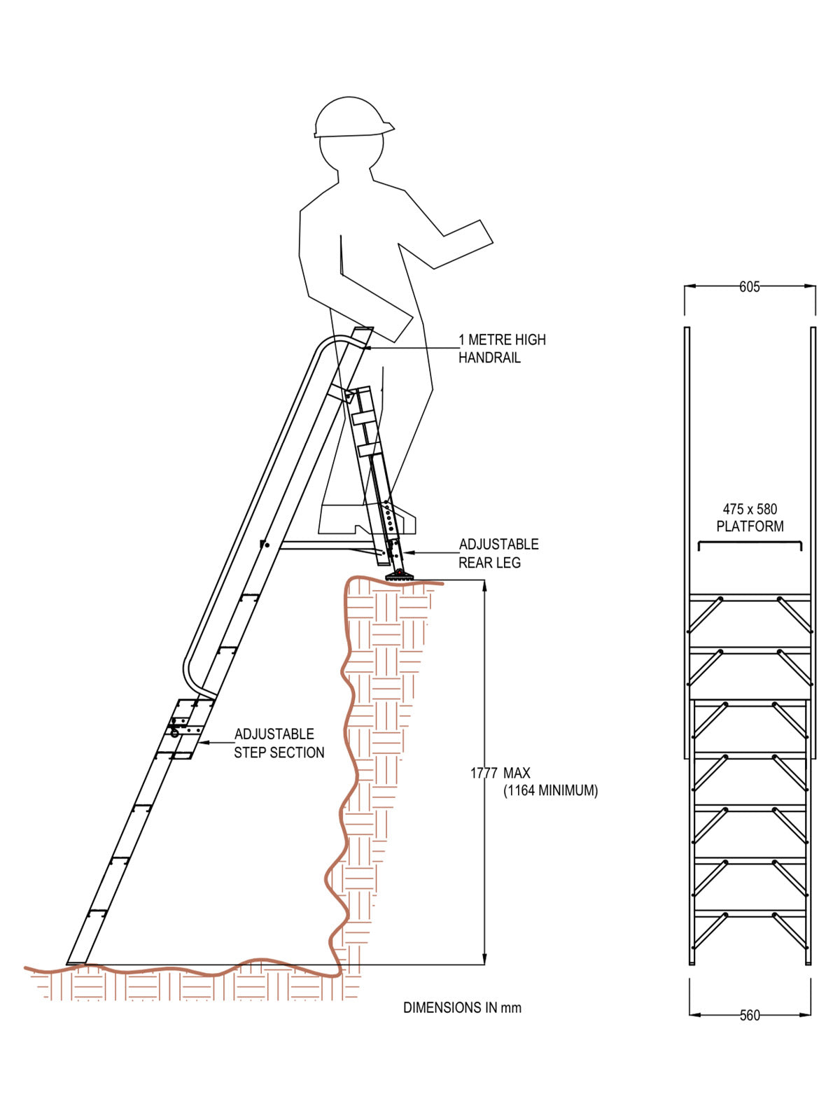Digging Ladder Retractable Pit, Excavation & Trench Access Ladder