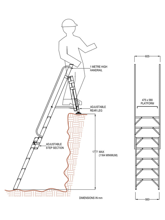 Retractable Pit, Excavation & Trench Access Ladder image 2